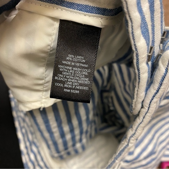 EXPRESS Womens Vertical Stripe Shorts - White & Light Blue - Size 12 - Picture 3 of 6